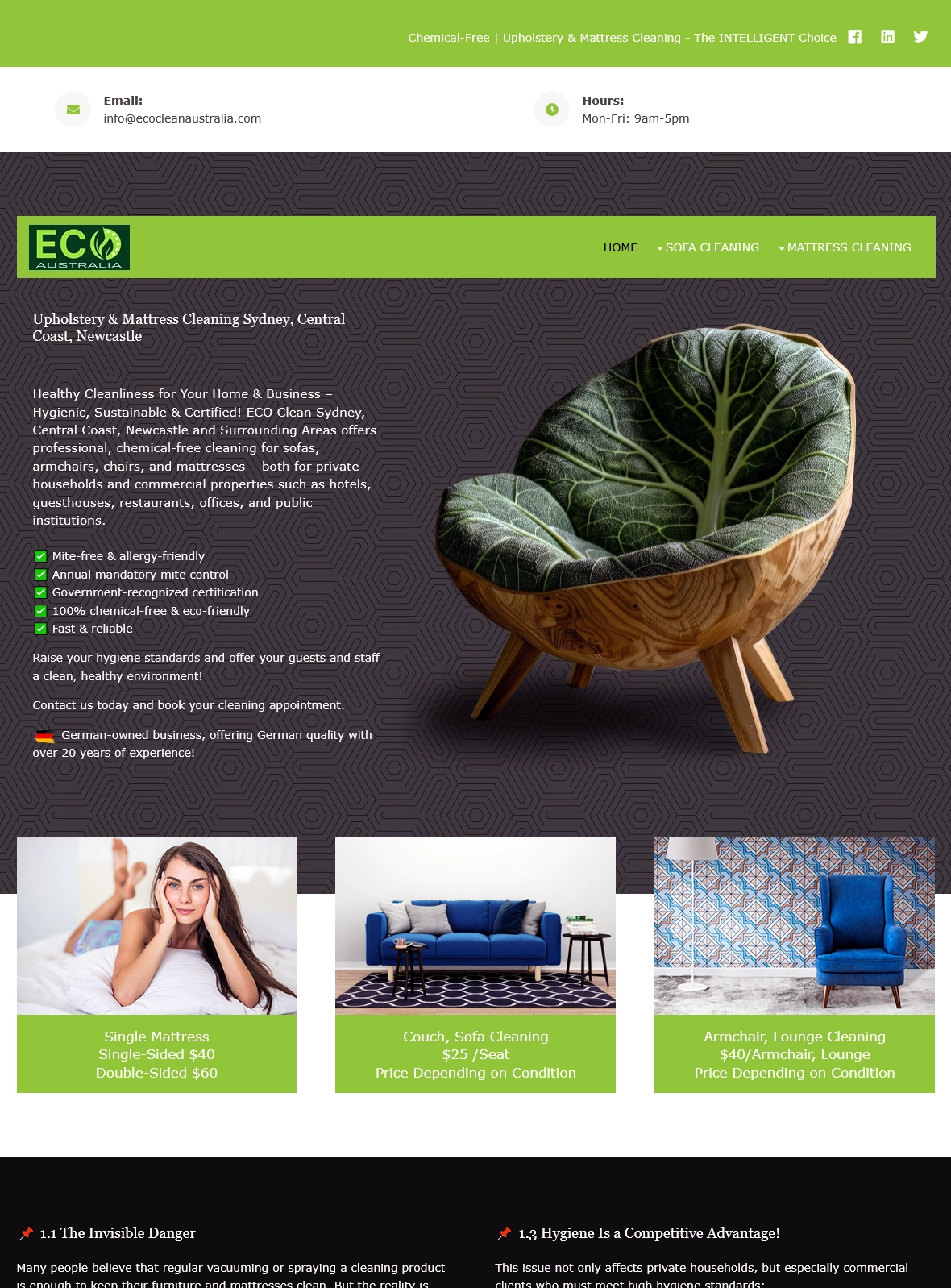 Chemical Free Upholstery Cleaning Sydney